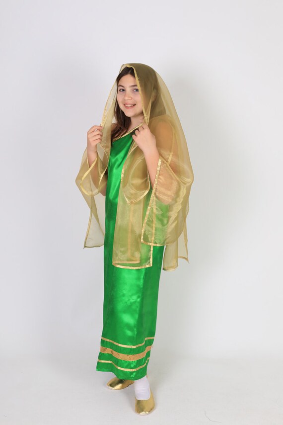 Indian Girl Costume Game Activity Costume Handmade Green Colored Indian Costume Traditional Indian Dress