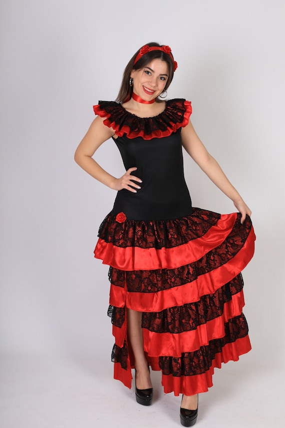 Flamenco Lady Costume Black & Red Adult Flamenco Lady Costume Black & Red Adult