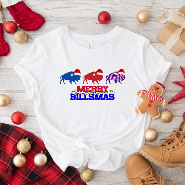 Christmas Buffalo T-Shirt, Buffalo Bills Shirt, Christmas Football Gift, Xmas Bills Mafia Tee, Christmas Party, Merry Billsmas, Xmas Shirt
