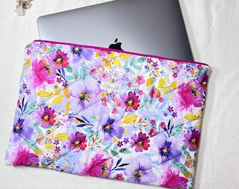 Quilted Floral Laptop Sleeve, Pouch Bag (15 inch, 18 inch)