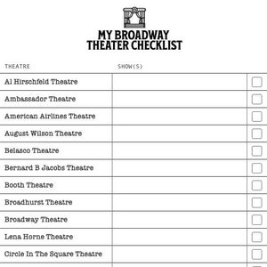 Broadway Theater Checkliste für Playbill Protective Sleeves Binder