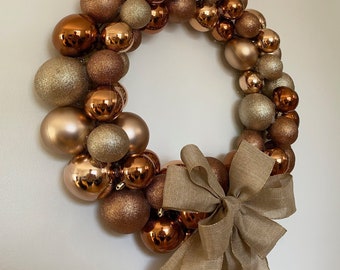 CHRISTMAS WREATH - 24" Neutral Toned Christmas Ornament Wreath - Handmade, Holiday, Outdoor, Indoor, Decor