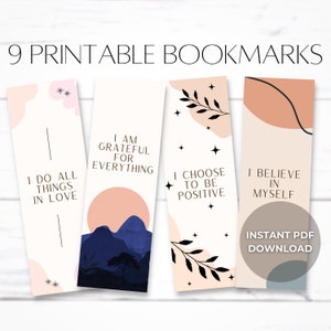 Positive Affirmation Bookmarks: Printable Bookmark Set (Digital Download)