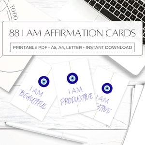 Cartes Mantras | Impression de mauvais œil | Ensemble de cartes de motivation | Cartes de pont d'affirmation | Encouragements quotidiens