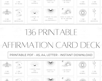 Tarjetas de Afirmaciones de Brujería: 136 Tarjetas de Motivación Imprimibles (PDF)