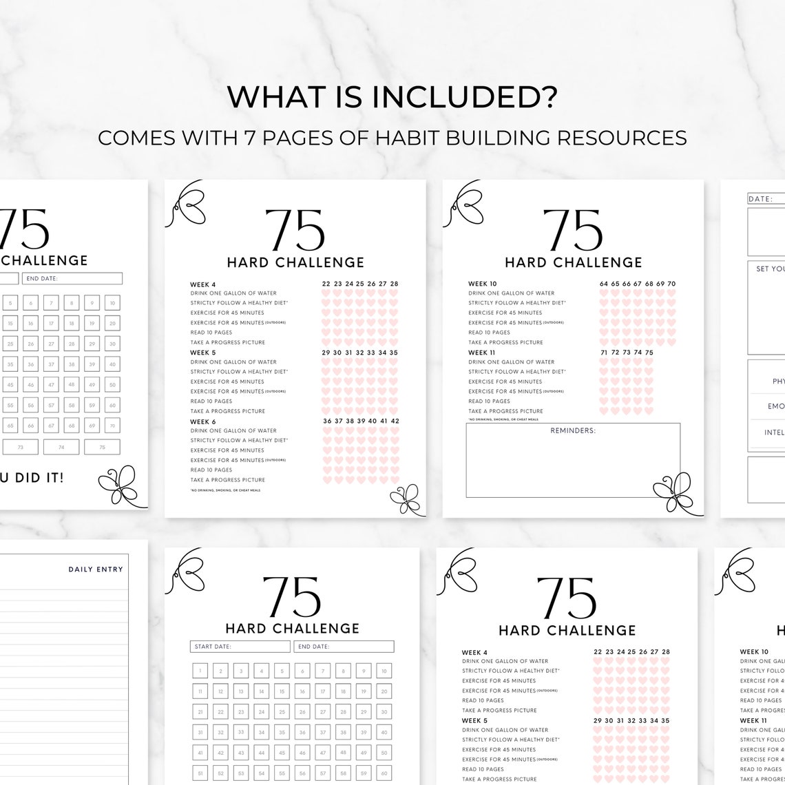 75 Hard Challenge With Progress Tracker Etsy Canada