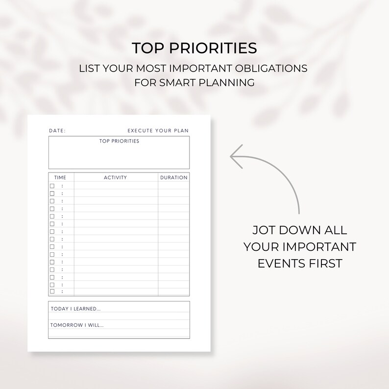 Daily Task List With Time Blocking Template - Etsy Canada