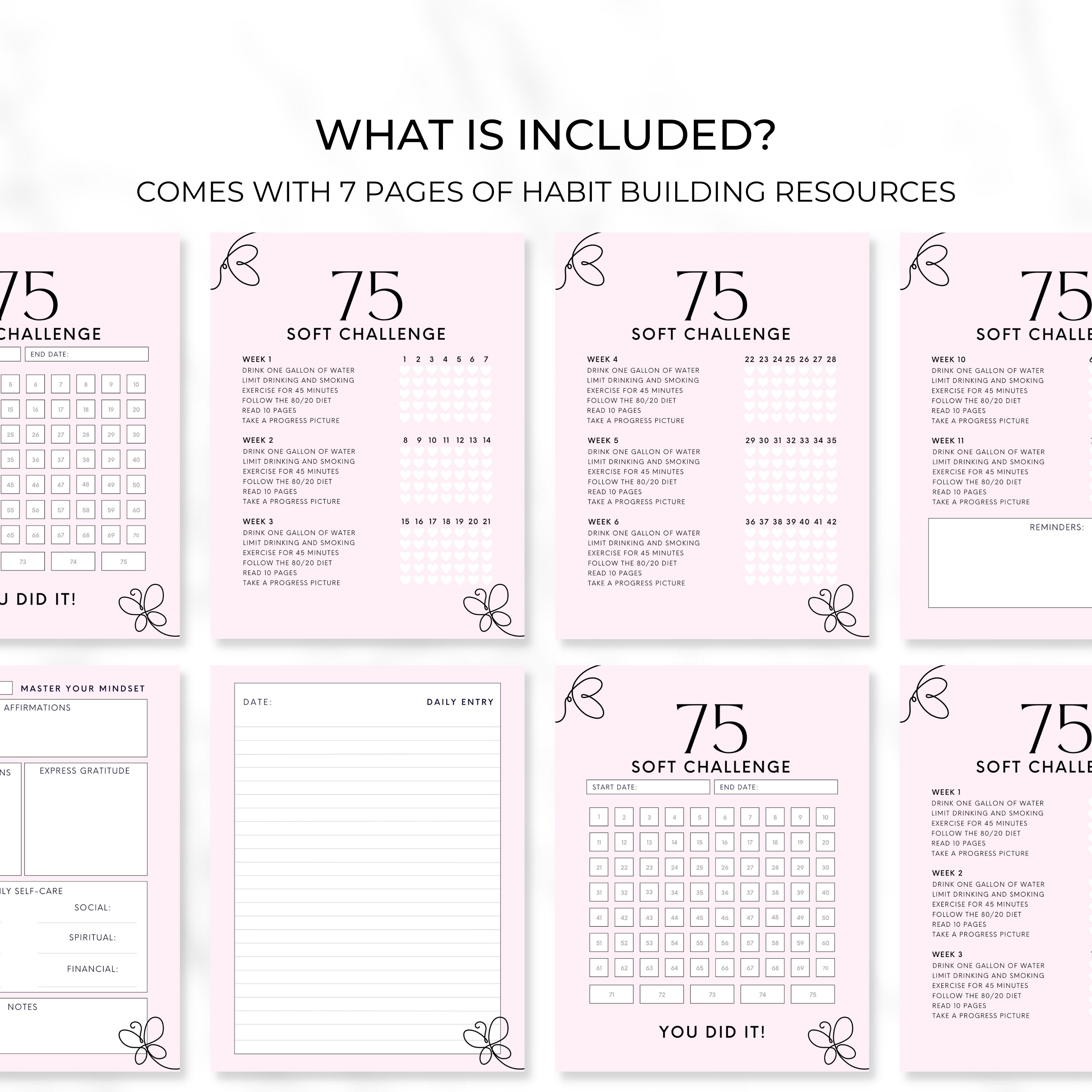 75 Soft Challenge With Progress Tracker - Etsy