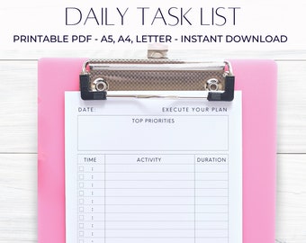Daily Task List with Time Blocking Template