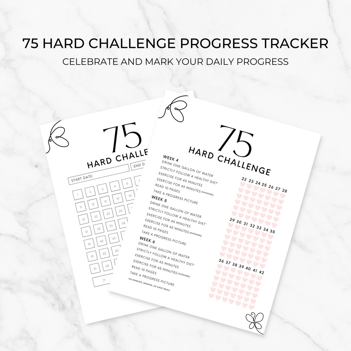 75 Hard Challenge With Progress Tracker Etsy Canada