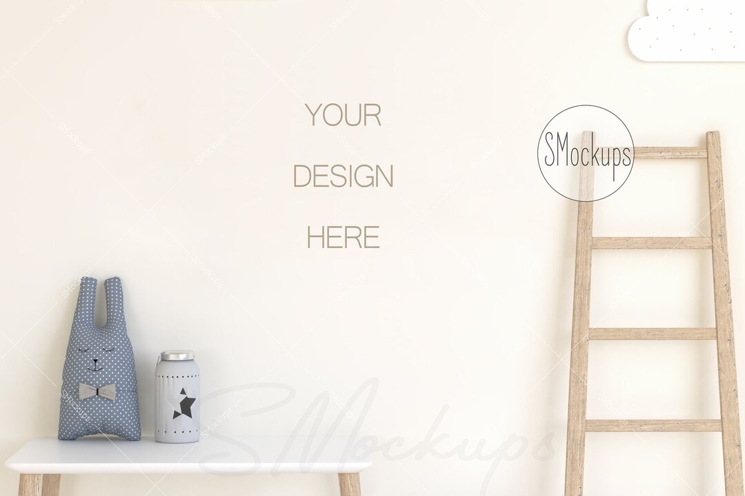 Baby Room Mockup, Digital Background, Nursery Interior, Wall Decor