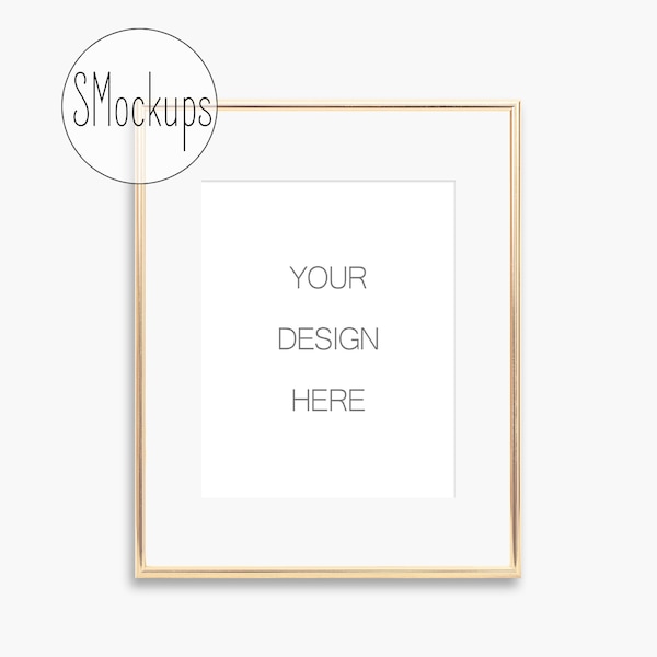 8x10 Frame Mockup, Stock Photo, Gold Frame Mock Up, Digital Frame, Mockup for Printable Gifts, PNG, PSD, JPG files are included