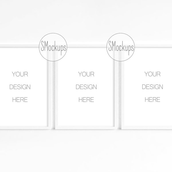 3 Frames Mockup, A4 Frame Mockup, Vertical Mock Up, Digital White Frame, Three Empty Frames, Vertical Frame Mockup, PSD, PNG, JPG