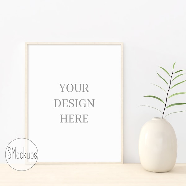 8x10 Frame Mockup, Vertical Wood Frame Mockup, Stock Photography, Artwork Mockup, Empty Frame Mockup, Wall Art Display, JPG, PNG, PSD mockup