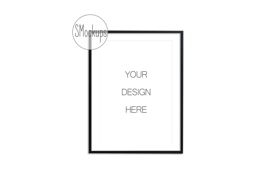 A4 Frame Mockup, Thin Black Frame Template, Digital Frame,a4 Mock Up