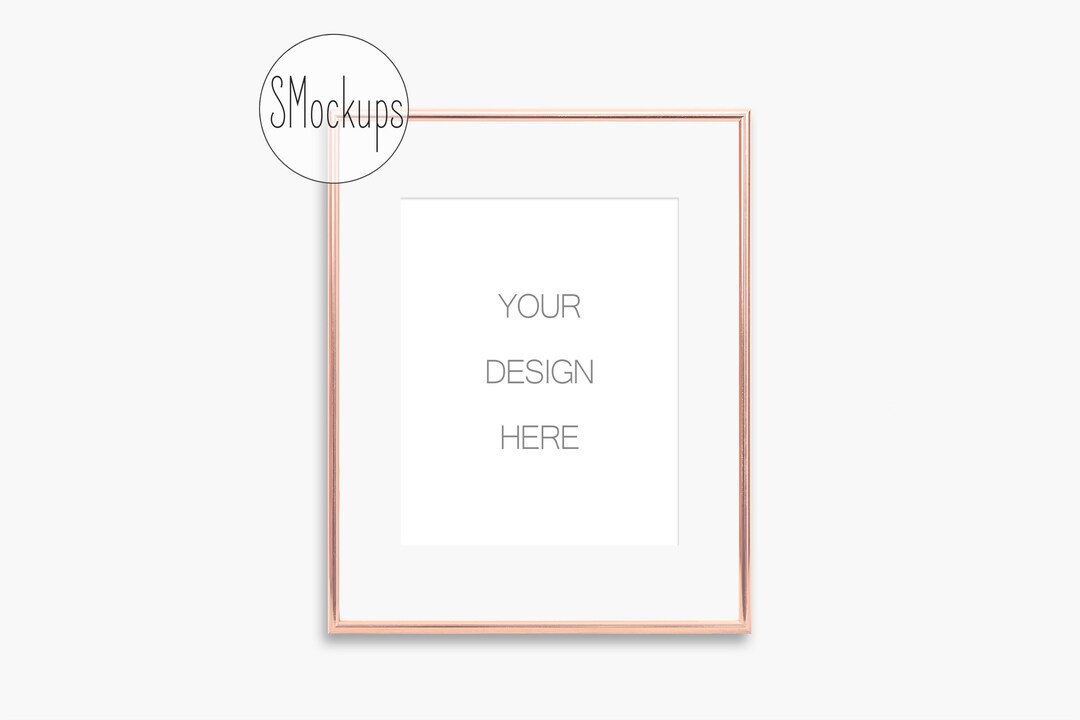 8x10 Rose Gold Frame Mockup 16x20 Thin Gold Frame Stock Etsy