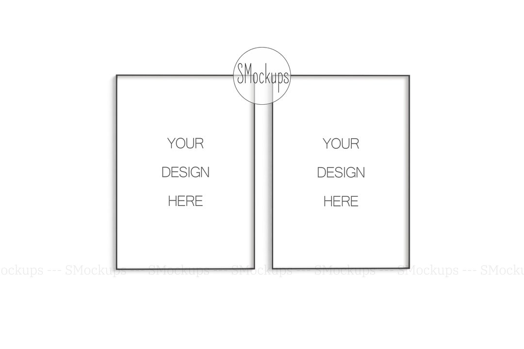 A4 A3 A2 Set of 2 Black Frames Mockup, Styled Thin Real Frame Mock Up