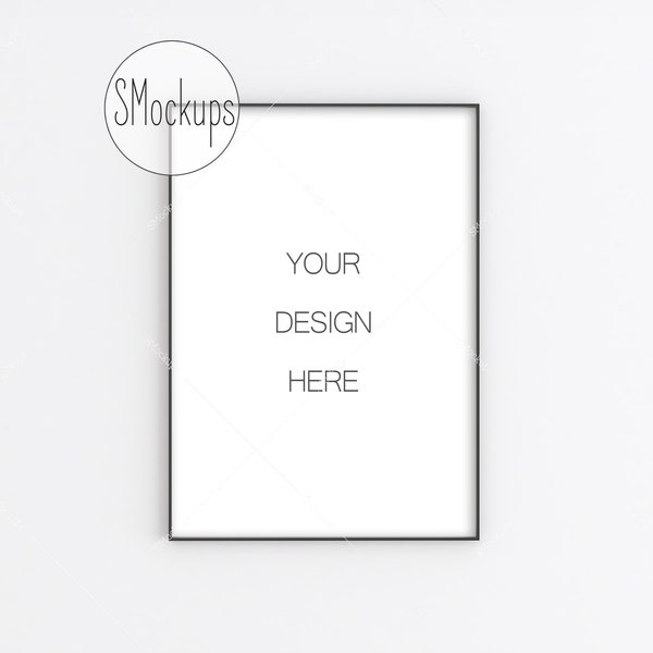 A4 A3 A2, Slim Black Frame Mockup, Styled Thin Frame, Mock Up, Black Photo Frame, Wall Art Display, A4 Digital Frame, Vertical Frame Mockup