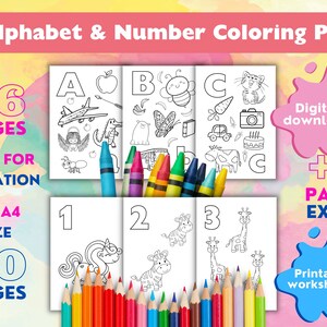 51 Alphabet &amp; Number Coloring Pages, Format ISO A4, Coloring Page ...