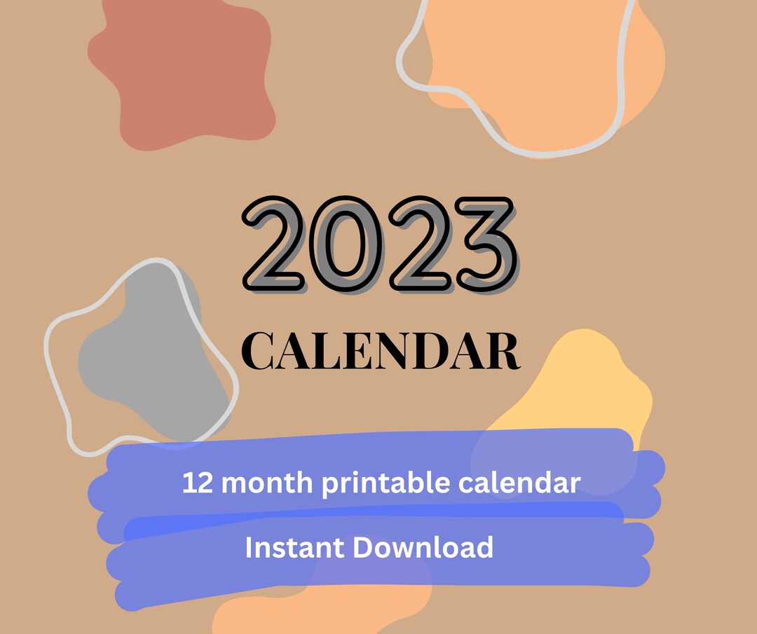 2023 Printable Calendar Landscape Monthly Calendar Etsy