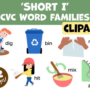 Short &#39;i&#39; CVC Word Families Phonics Clipart