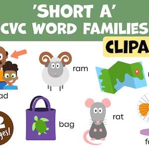 Short &#39;a&#39; CVC Word Families Phonics Clipart