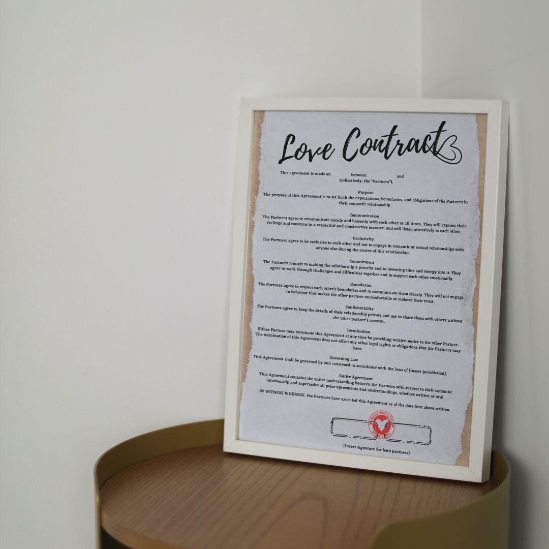 Couple Contract Printable Love Contract Digital Relationship - Etsy