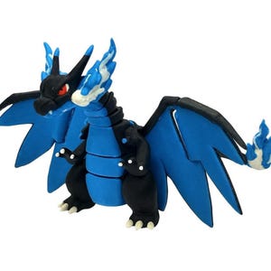 Articulated Mega Charizard Figure: 3D Printed PLA Desk Display