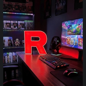 Pokemon LED Team Rocket lightbox | gaming room decor | Pokemon gift for him | collector display | desk light