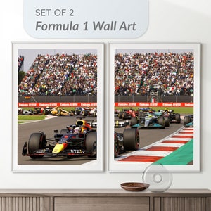 Formula1 Wall Art Digital Download Set of 2 | Grand Prix Race Racing Cars | Crowd Cheering | Mercedes Red Bull Lewis Hamilton Ferrari Fast