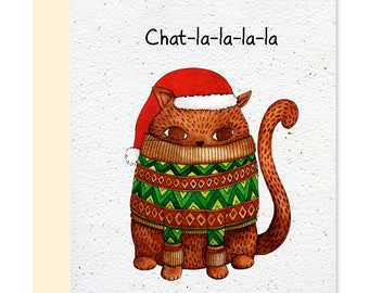 NOEL06 - Tarjeta Plantable Navideña - Cat-la-la