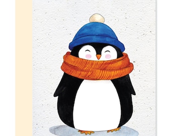 NOEL13 - Tarjeta navideña plantable - Pingüino pequeño