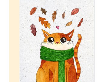 REG036 - Tarjeta plantable - Gato otoñal