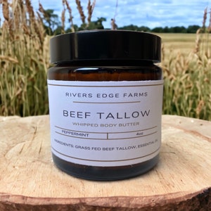 Luxurious Skin Cream Grass-Fed Whipped Beef Tallow Body Butter Deep Hydration & Natural Nourishment 100 % Suet 4 Fluid ounces
