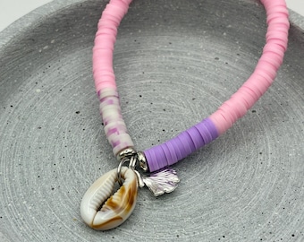 Sommer Armband in Pastell rosa und lila flieder Katsuki Sommerarmband Sea Salt and Shells Gynko Lilac Muschel LILACSHELL
