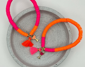 Sommer Armband in neon orange  und neon pink Katsuki Sommerarmband Sea Salt and Shells Holly Aper*** VS. Wildberry Li****