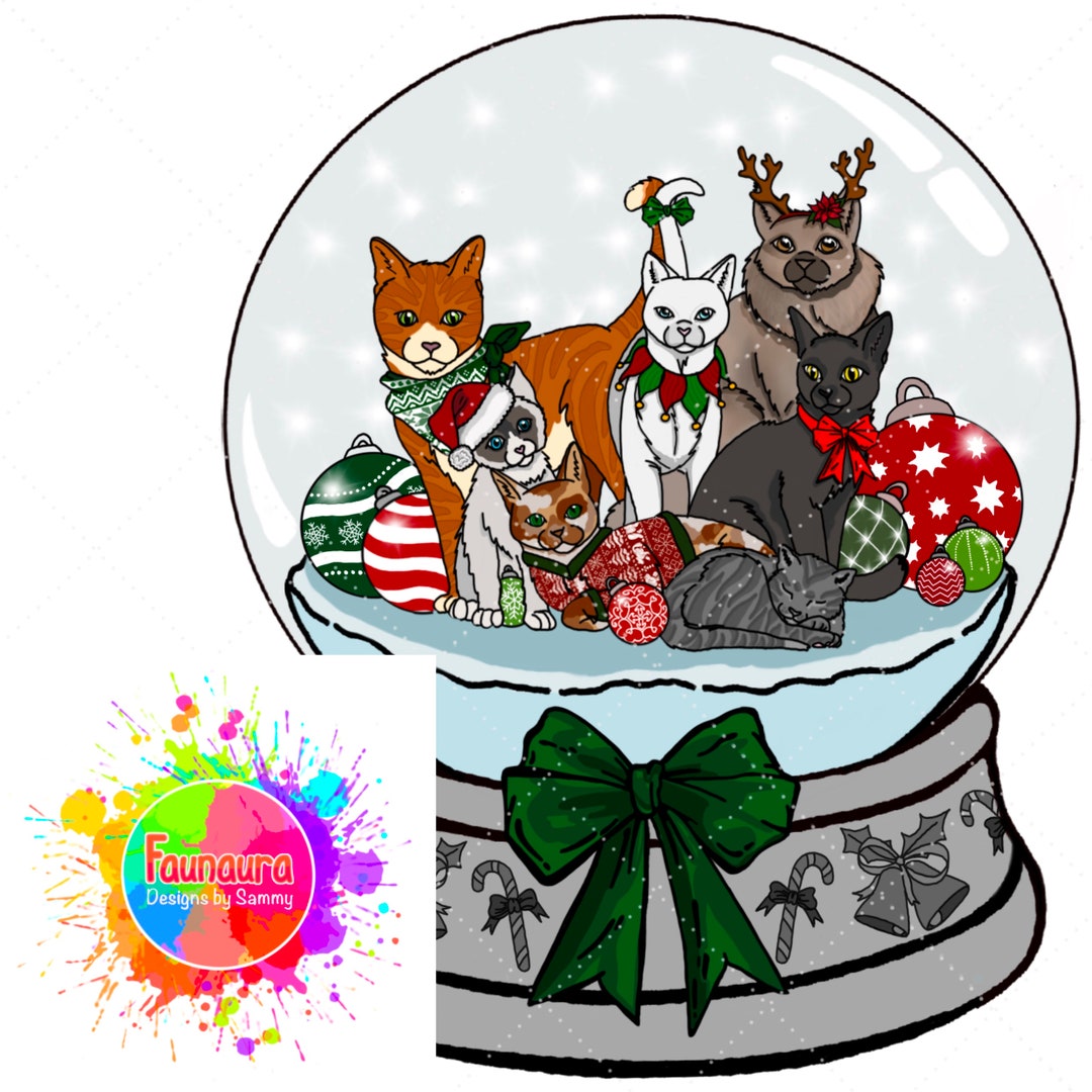Christmas Cats Snow Globe JPEG Etsy