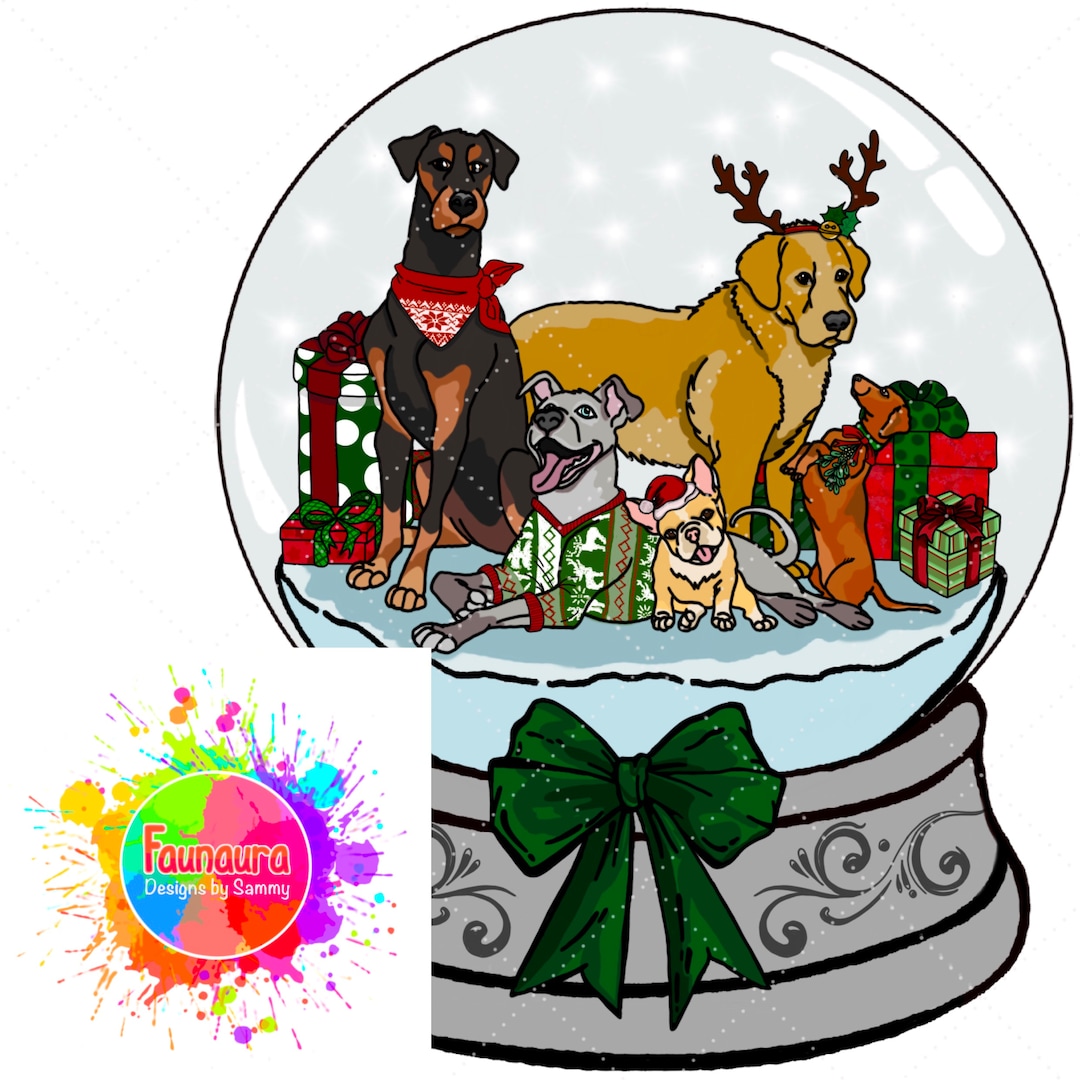 Christmas Dogs Snow Globe JPEG - Etsy