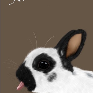 custom digital rabbit portrait from photo, gift for rabbit lovers, memorial rabbit gifts for loss.