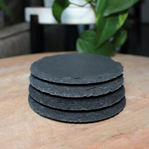 Black Slate Coaster Set of 4 - Home decor - Housewarming gift