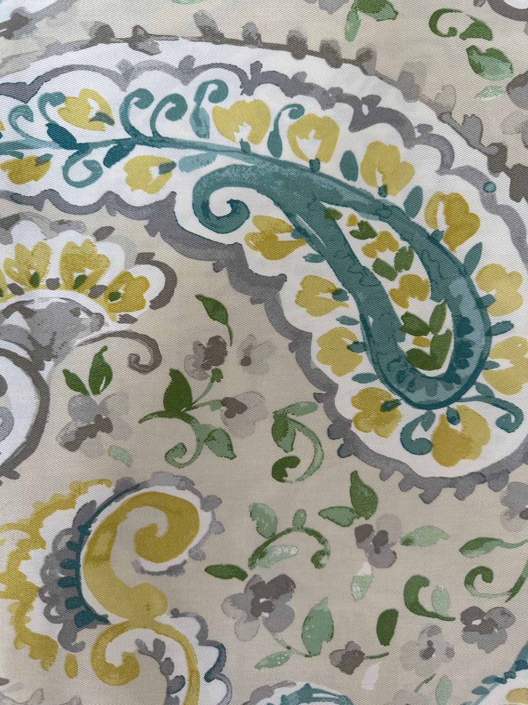 3 Yards, Yellow and Blue Paisley Fabric, Kaufman Fabrics, Stain