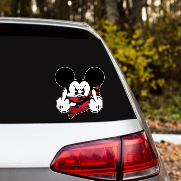 Mickey Mouse Middle Finger Car Sticker Etsy Singapore