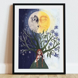 Art print "Awakening" by Natalia Noszczynska / Fine art illustration / 50x70, 40x50, 30x40, 30x21 cm / Folk illustration /