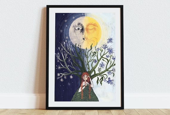 Awakening | Tree of Life Art Print | Spring Renewal Illustration | Folk Nature Decor