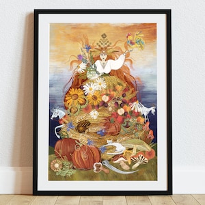"Kunstdruck ""Mokosz"" von Natalia Noszczynska / Fine Art Illustration / 50x70, 40x50, 30x40, 30 x 21 cm / Folk Illustration /