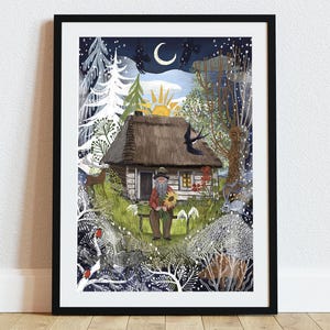 "Kunstdruck ""Kraina Wiecznej Wiosny"" von Natalia Noszczynska / Fine Art Illustration / Wandbild 50x70, 40x50, 30x40, 30 x 21 cm / Folk, ländlich /