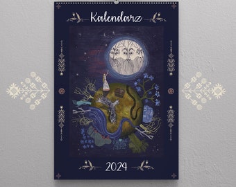 POLSKA WERSJA Kalendarz Słowiański 2024 by Natalia Noszczynska / A3 / Fine art illustration / Folk illustration