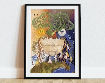 The World Egg | Jare Gody | Slavic Creation Myth | Tree of Life | Polish Folklore Art Print