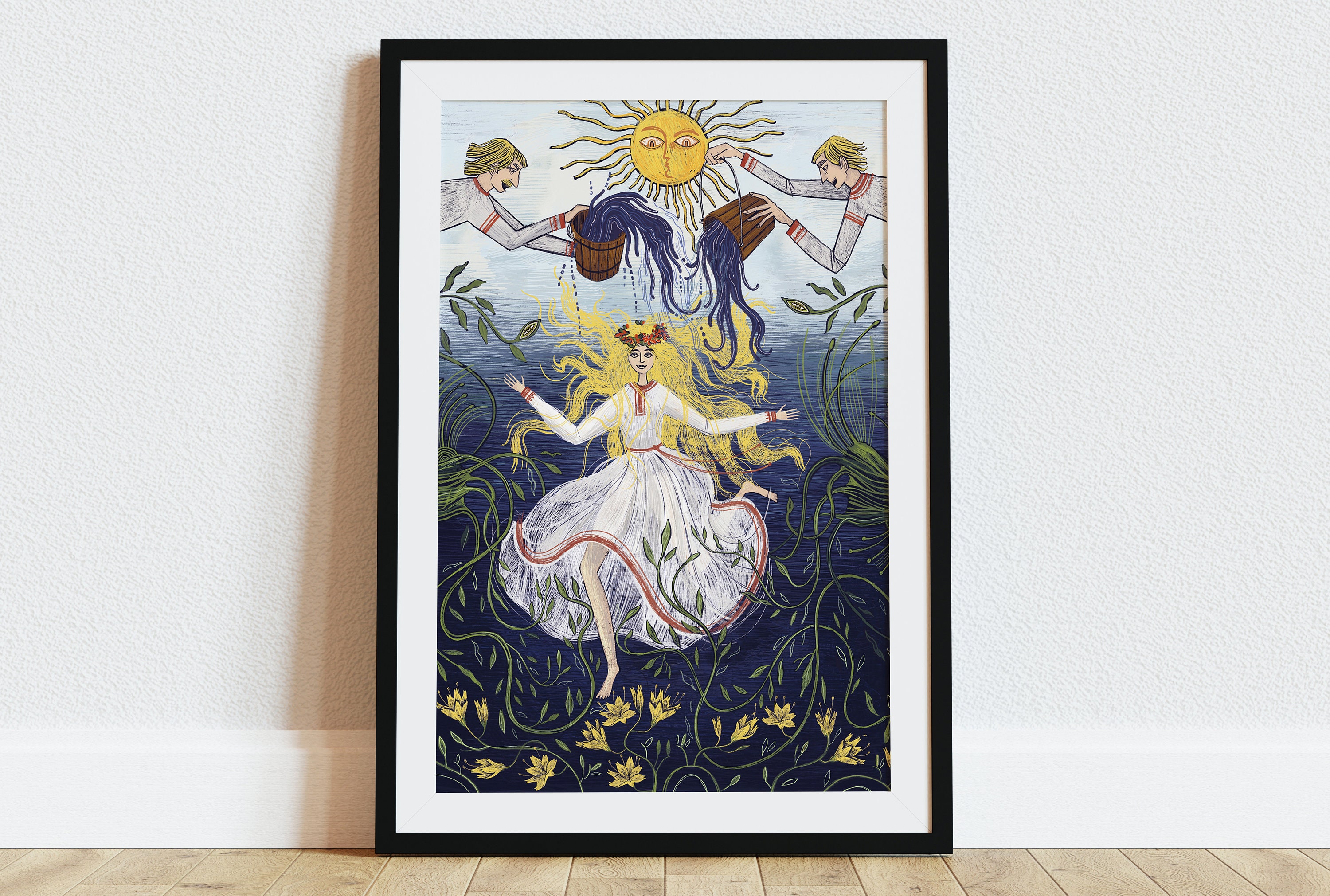 Art print " Smigus-dyngus" by Natalia Noszczynska / Fine art illustration / 50x70, 40x50, 30x40, 30x21 cm / Folk illustration /