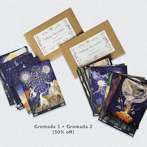 Gromada 1 + Gromada 2 / Cartas de folclore eslavo / 20 cartas inspiradas no folclore eslavo 10,9x14,8